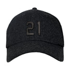 Ahead Clubhouse Wool Flannel Cap with Leather Strap Embroidery - Charcoal - View 2