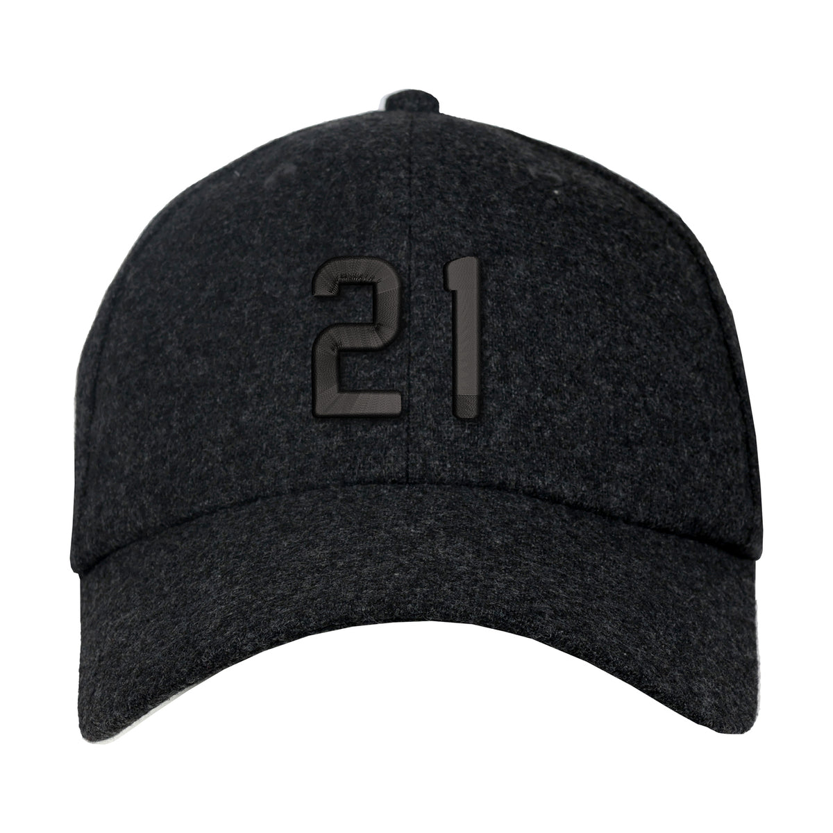 Ahead Clubhouse Wool Flannel Cap with Leather Strap Embroidery - Charcoal - View 2