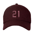 Ahead Clubhouse Wool Flannel Cap with Leather Strap Embroidery - Maroon - View 2