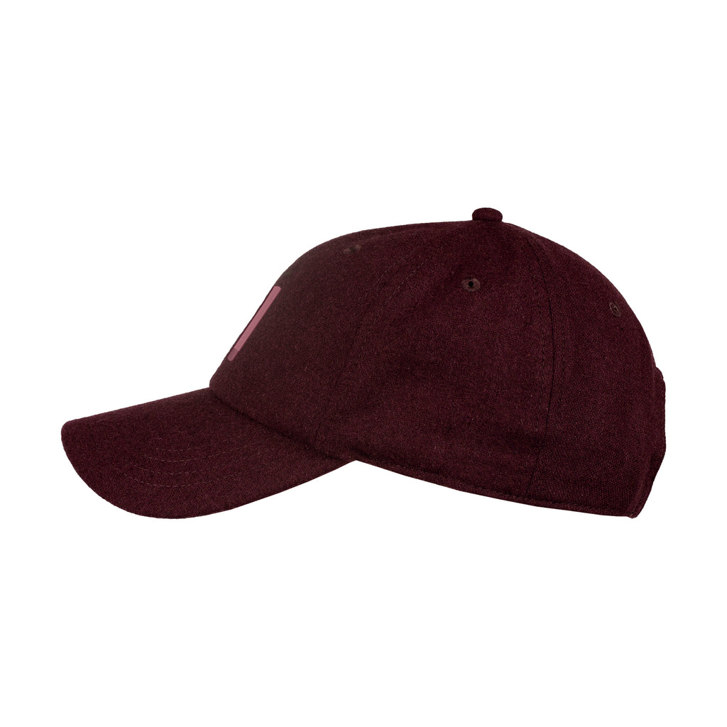 Ahead Clubhouse Wool Flannel Cap with Leather Strap Embroidery - Maroon - View 3
