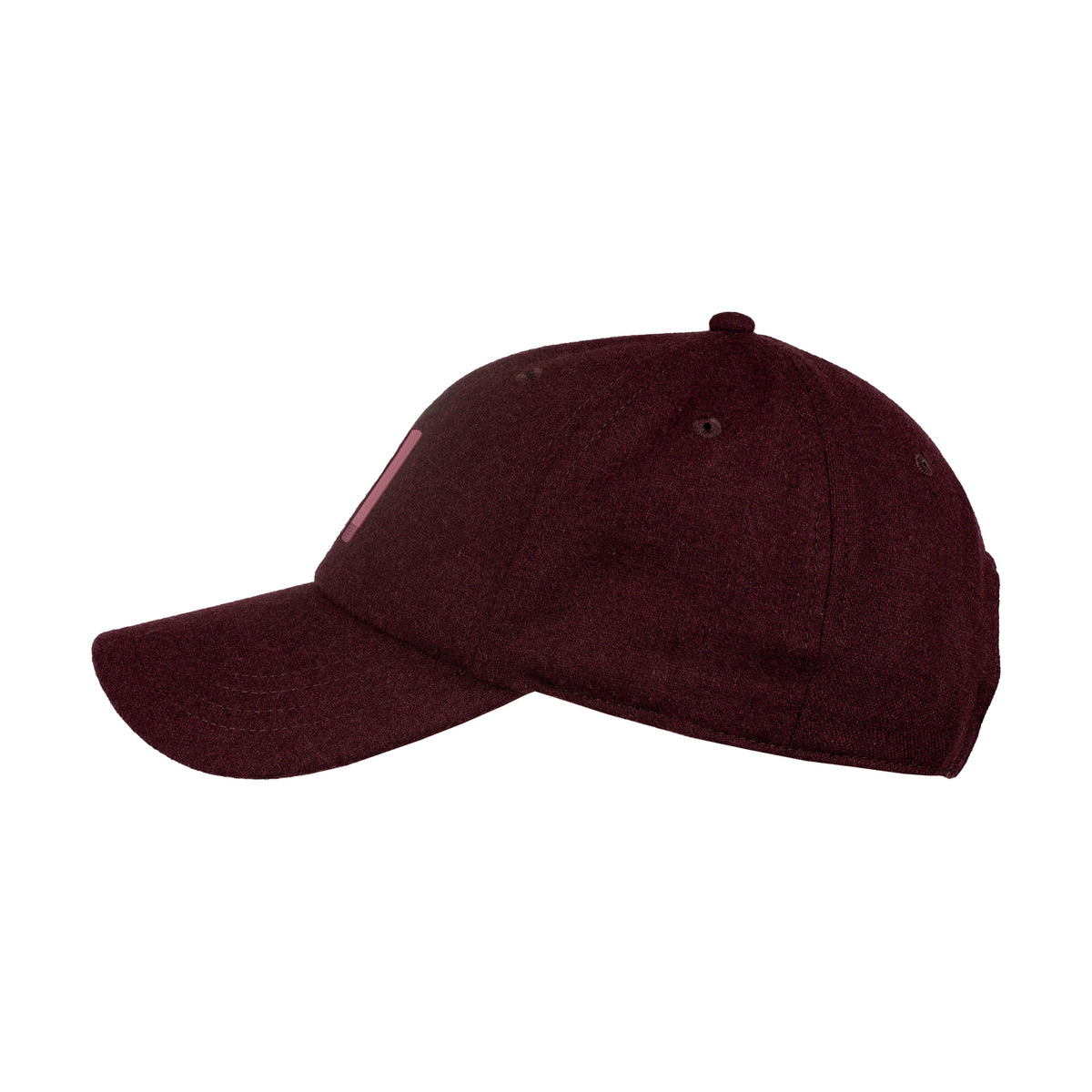 Ahead Clubhouse Wool Flannel Cap with Leather Strap Embroidery - Maroon - View 3