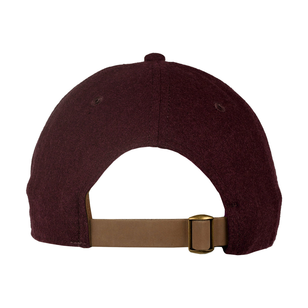 Ahead Clubhouse Wool Flannel Cap with Leather Strap Embroidery - Maroon - View 5
