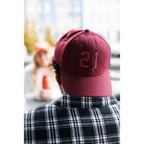 Ahead Clubhouse Wool Flannel Cap with Leather Strap Embroidery - Maroon - View 6