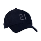 Ahead Clubhouse Wool Flannel Cap with Leather Strap Embroidery - Navy - View 1