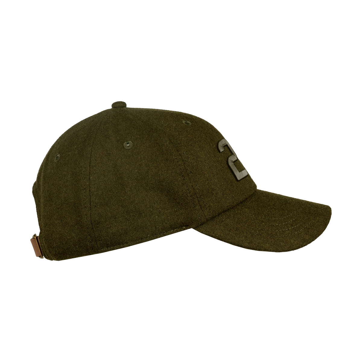Ahead Clubhouse Wool Flannel Cap with Leather Strap Embroidery - Olive - View 4