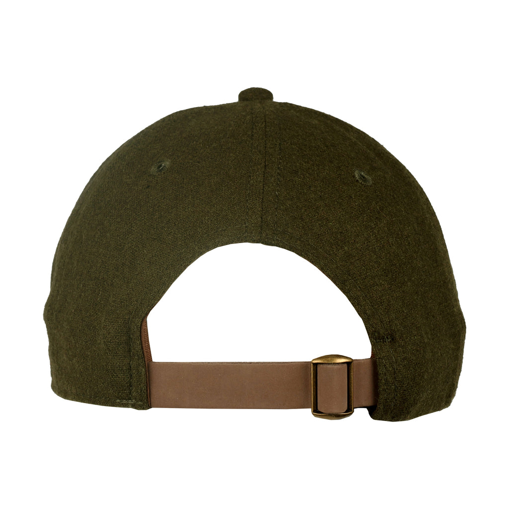 Ahead Clubhouse Wool Flannel Cap with Leather Strap Embroidery - Olive - View 5