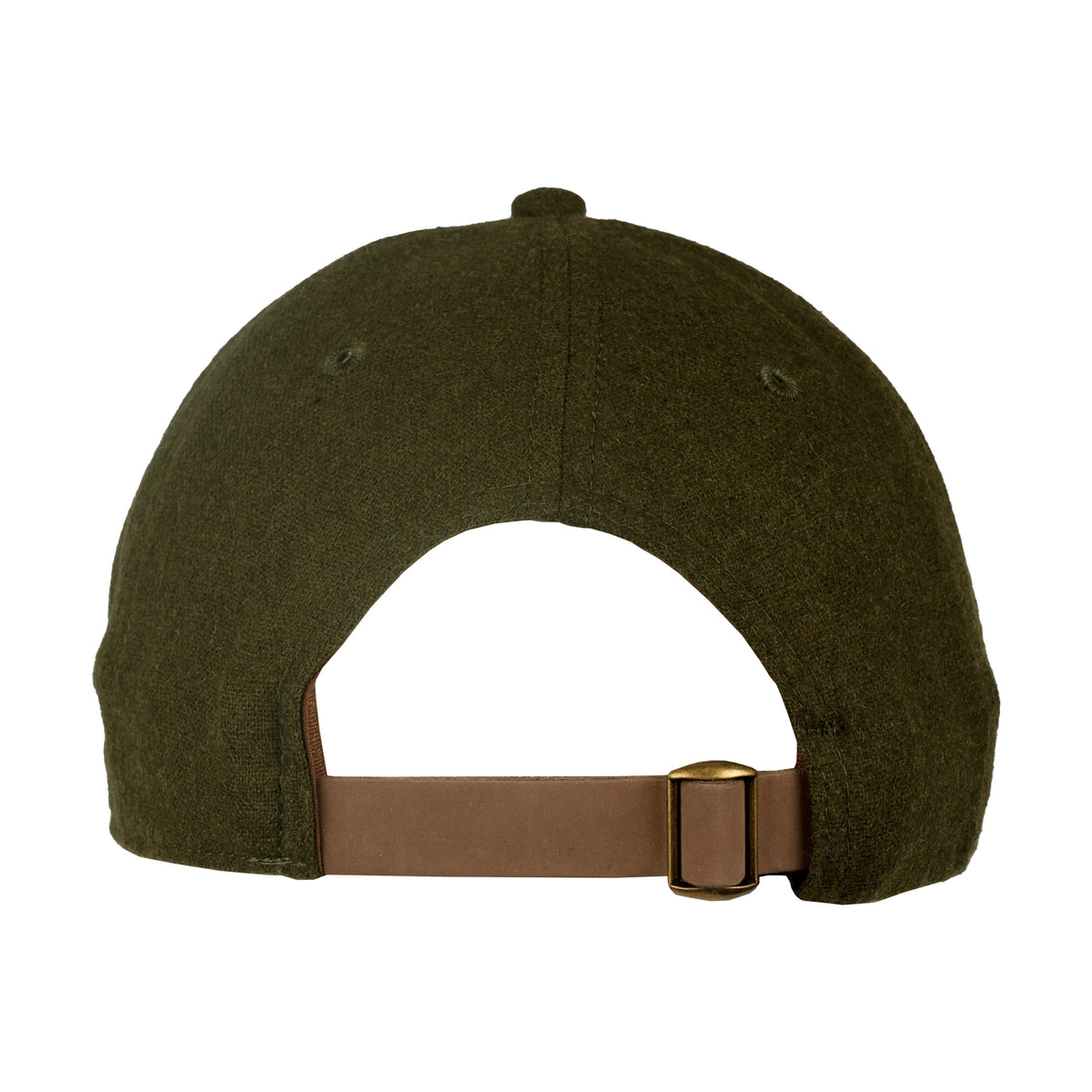 Ahead Clubhouse Wool Flannel Cap with Leather Strap Embroidery - Olive - View 5