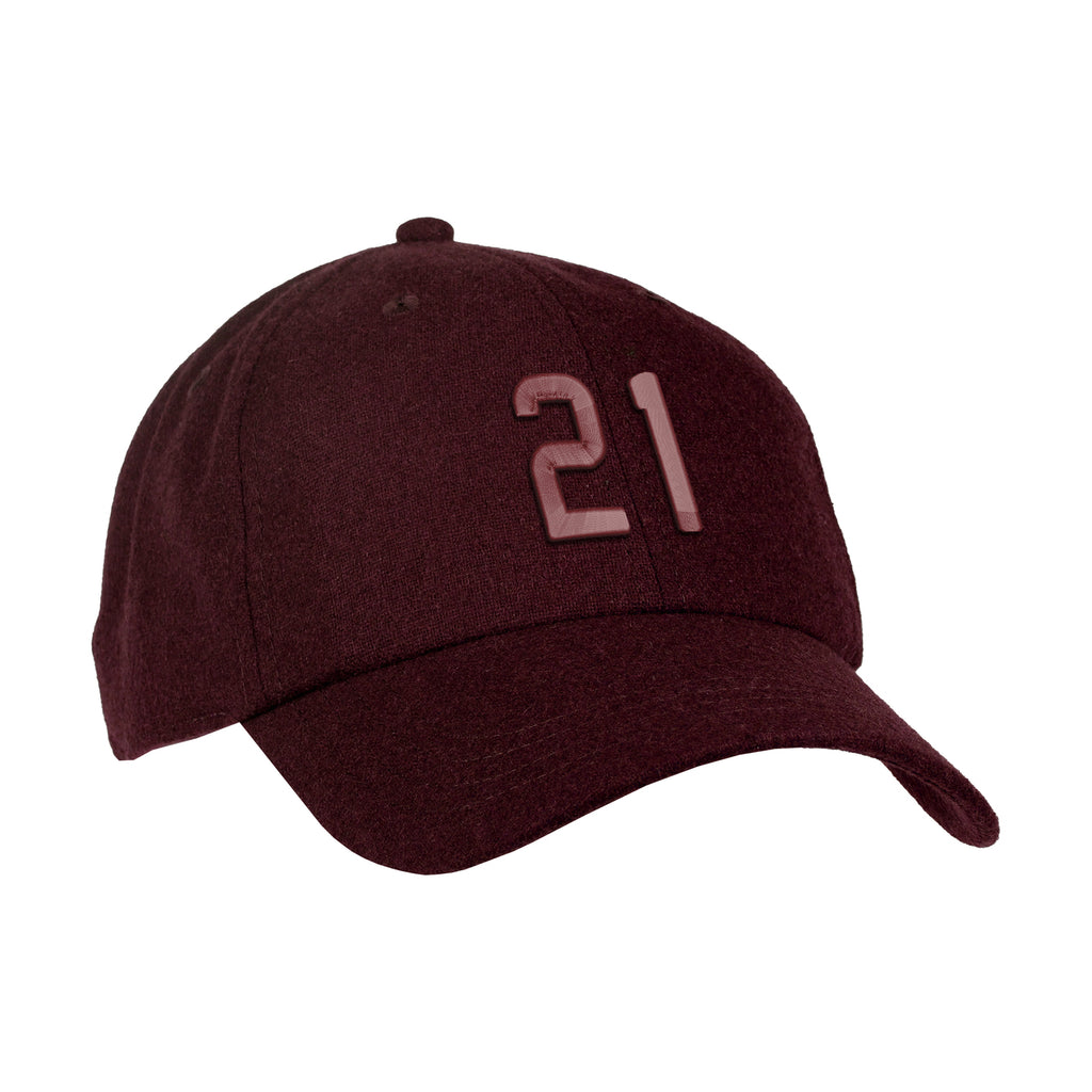 Ahead Clubhouse Wool Flannel Cap with Leather Strap Transfer - Maroon - View 1