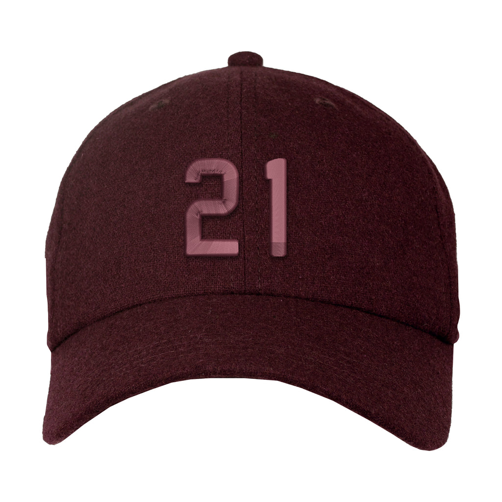 Ahead Clubhouse Wool Flannel Cap with Leather Strap Transfer - Maroon - View 2