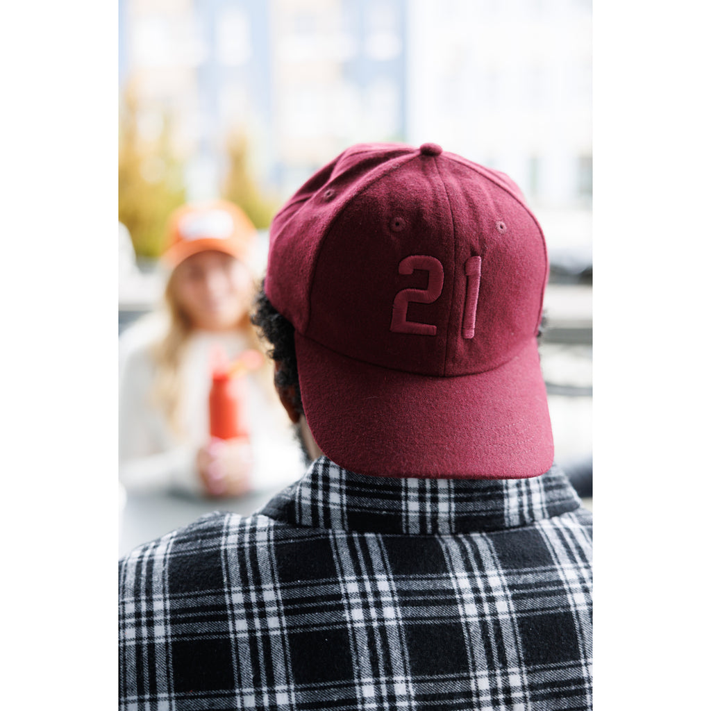 Ahead Clubhouse Wool Flannel Cap with Leather Strap Transfer - Maroon - View 6