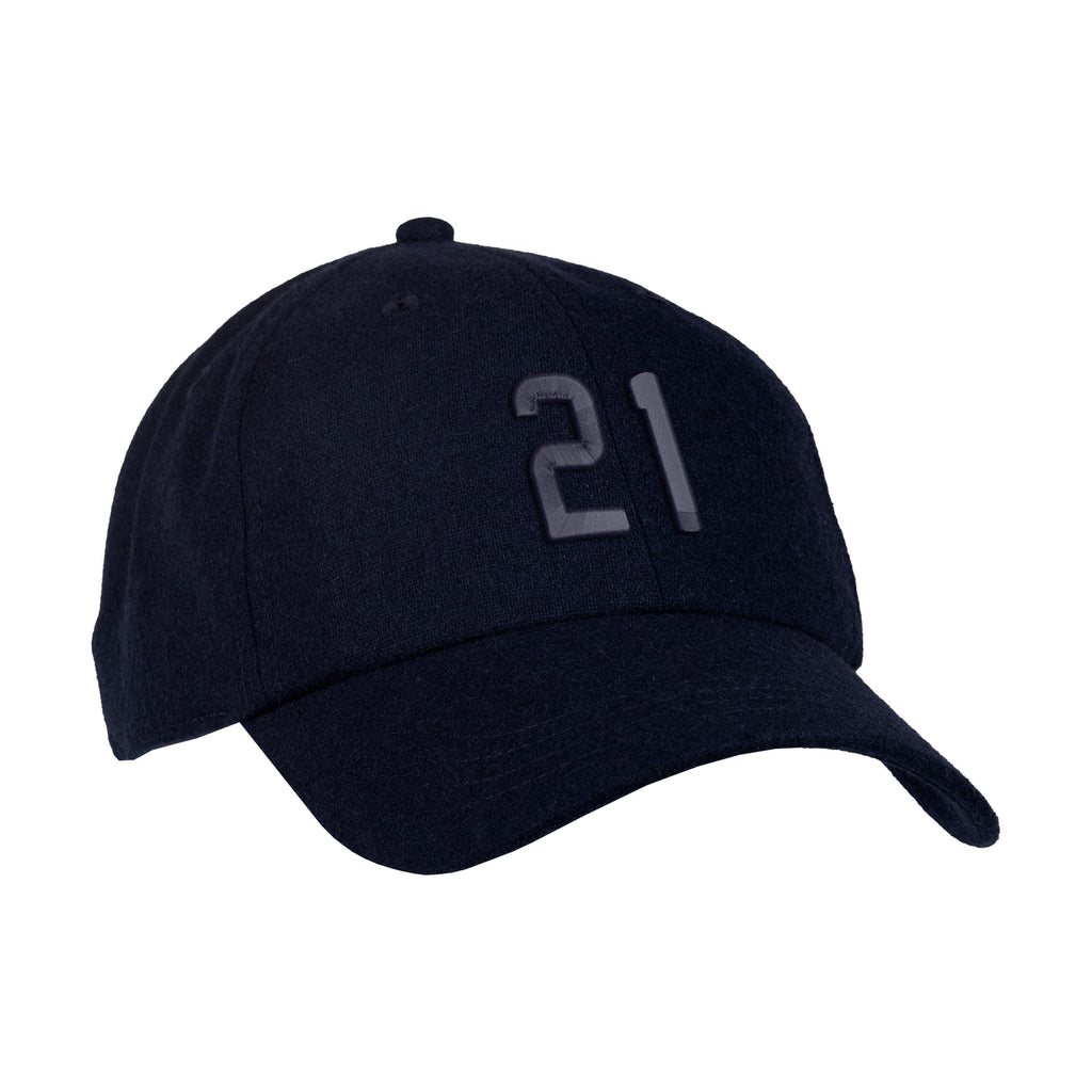 Ahead Clubhouse Wool Flannel Cap with Leather Strap Transfer - Navy - View 1