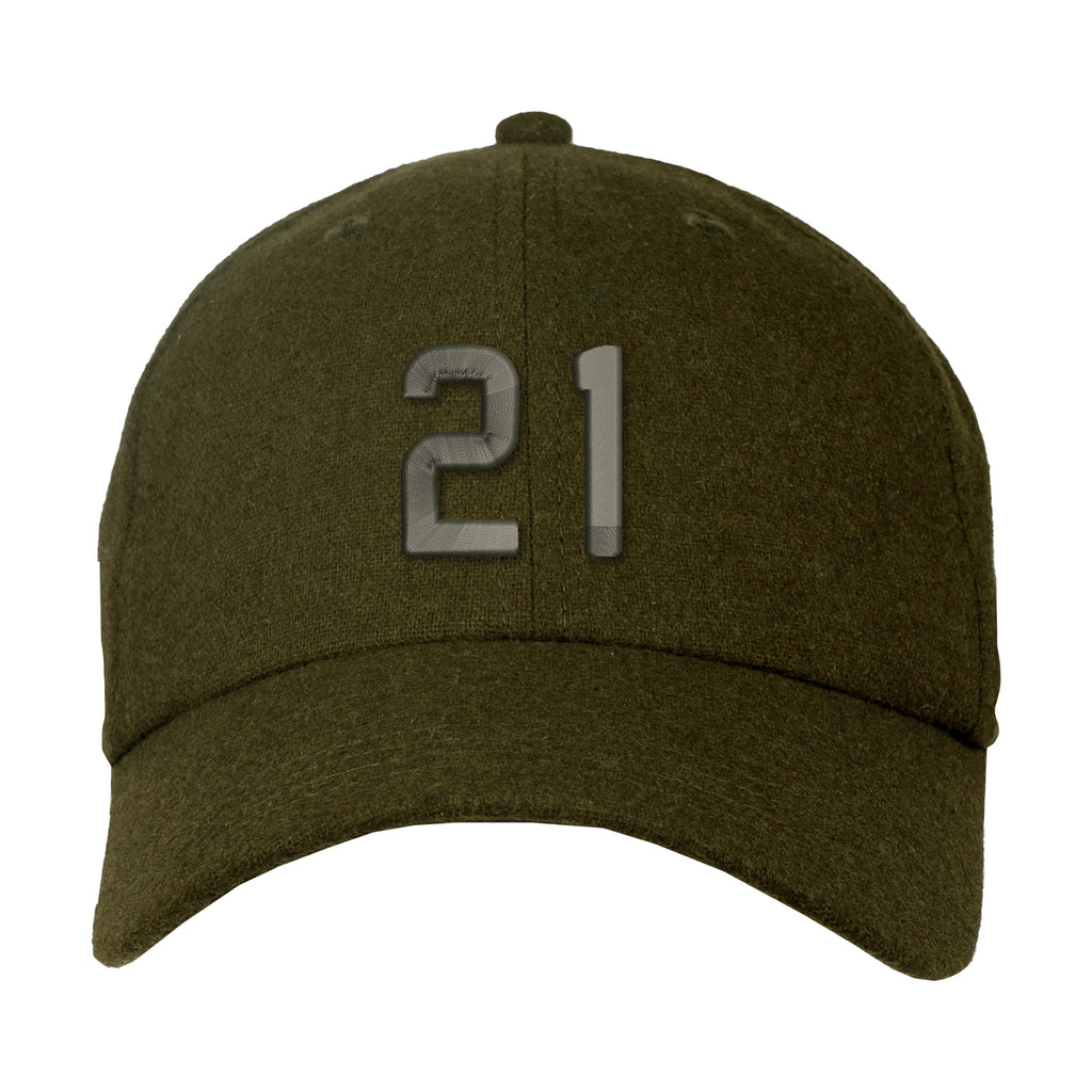 Ahead Clubhouse Wool Flannel Cap with Leather Strap Transfer - Olive - View 2