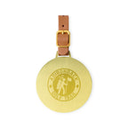 Ahead Large Round Golf Bag Tag with Leather Strap - Antique Brass - View 1