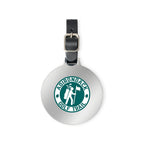 Ahead Large Round Golf Bag Tag with Leather Strap Laser Engraving - Shiny Nickel - View 1