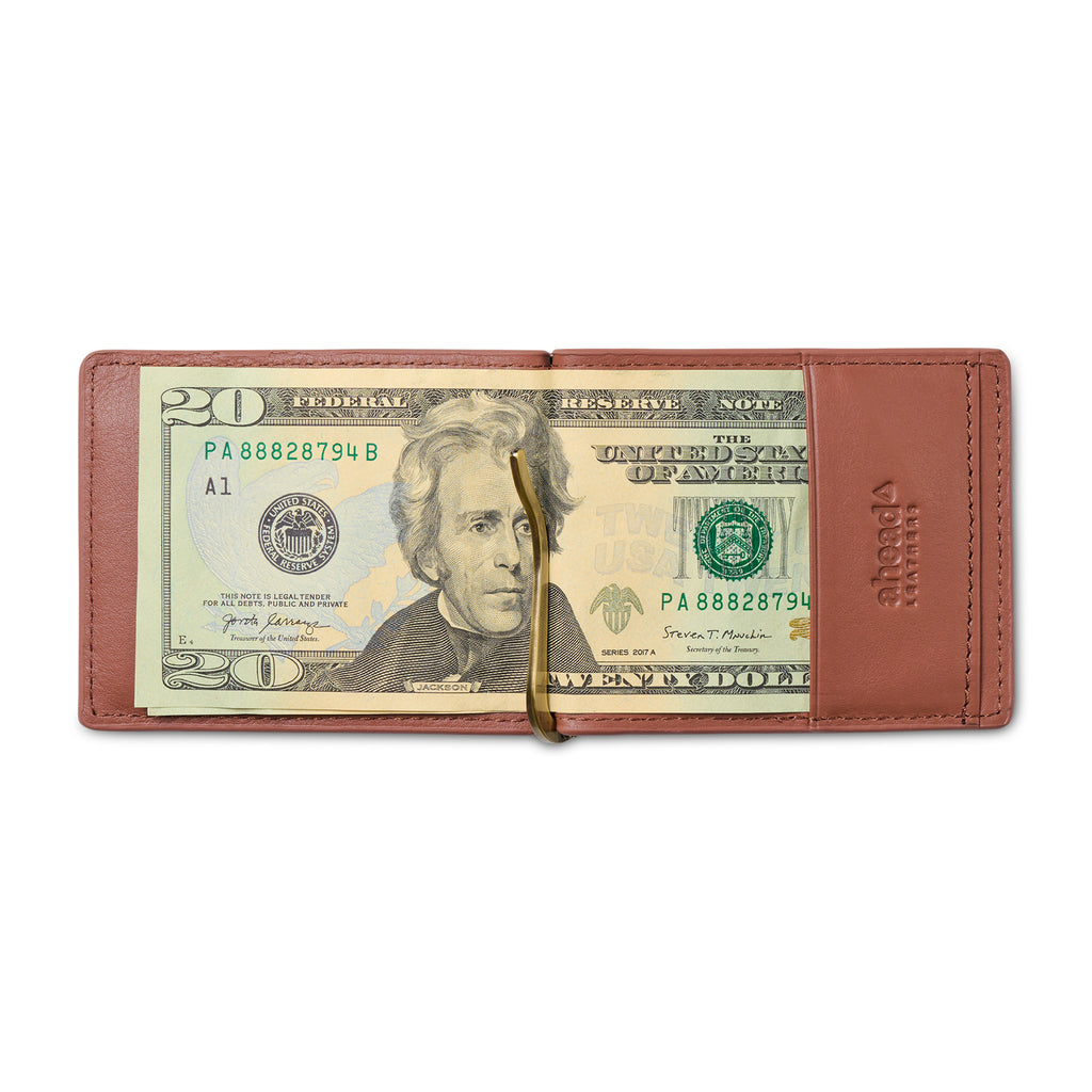 Ahead Leather Folding Wallet with Money Clip Full Color - Brown - View 4