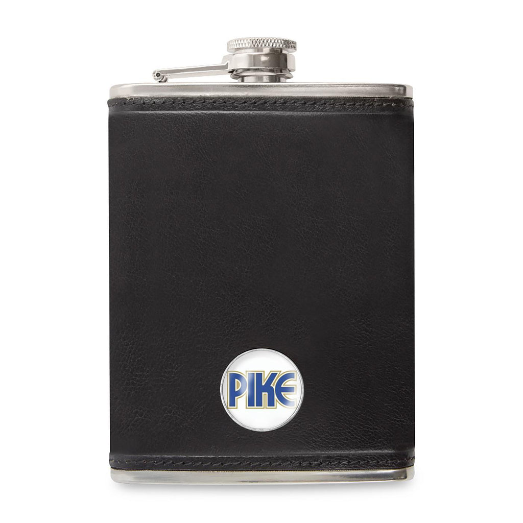 Ahead Leather Wrapped Flask, 8 oz Full Color - Black - View 1