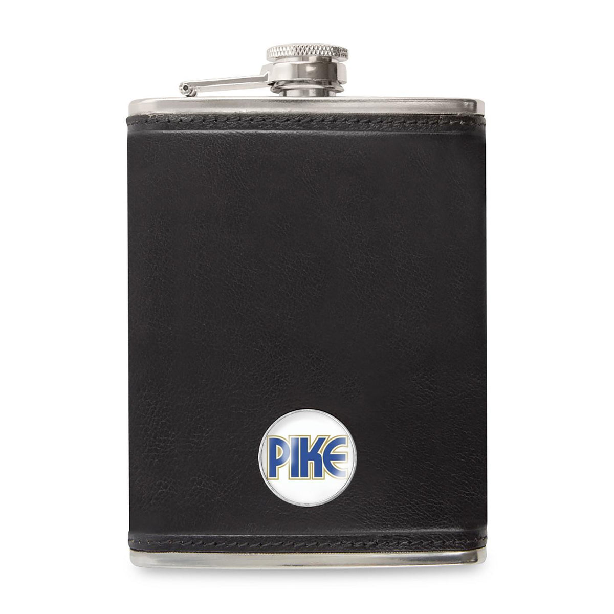 Ahead Leather Wrapped Flask, 8 oz Full Color - Black - View 1
