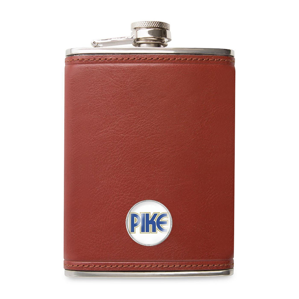 Ahead Leather Wrapped Flask, 8 oz Full Color - Brown - View 1
