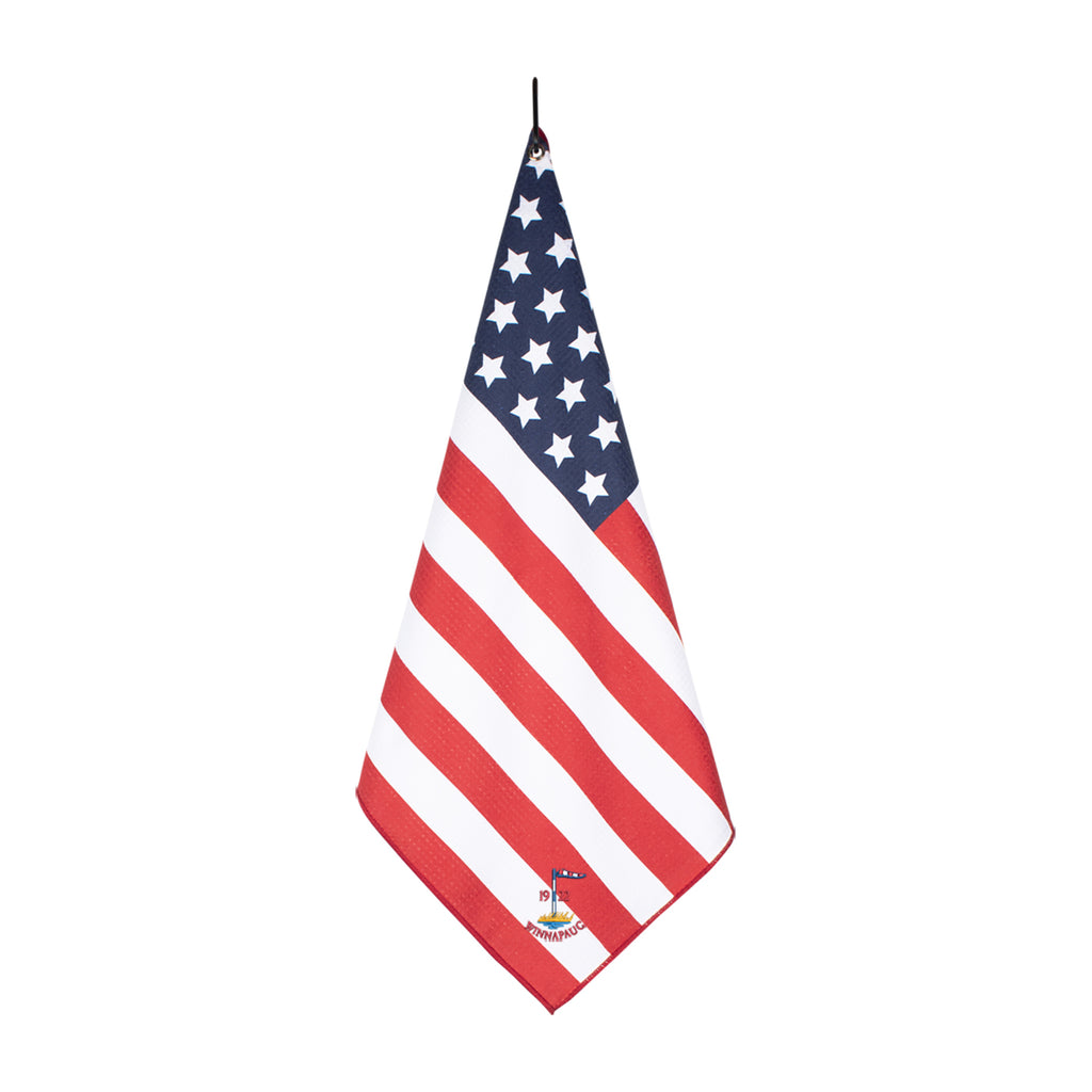 Ahead Microfiber Waffle Golf Towel with Carabiner, 17 x 38 Inches Embroidery - Americana - View 1