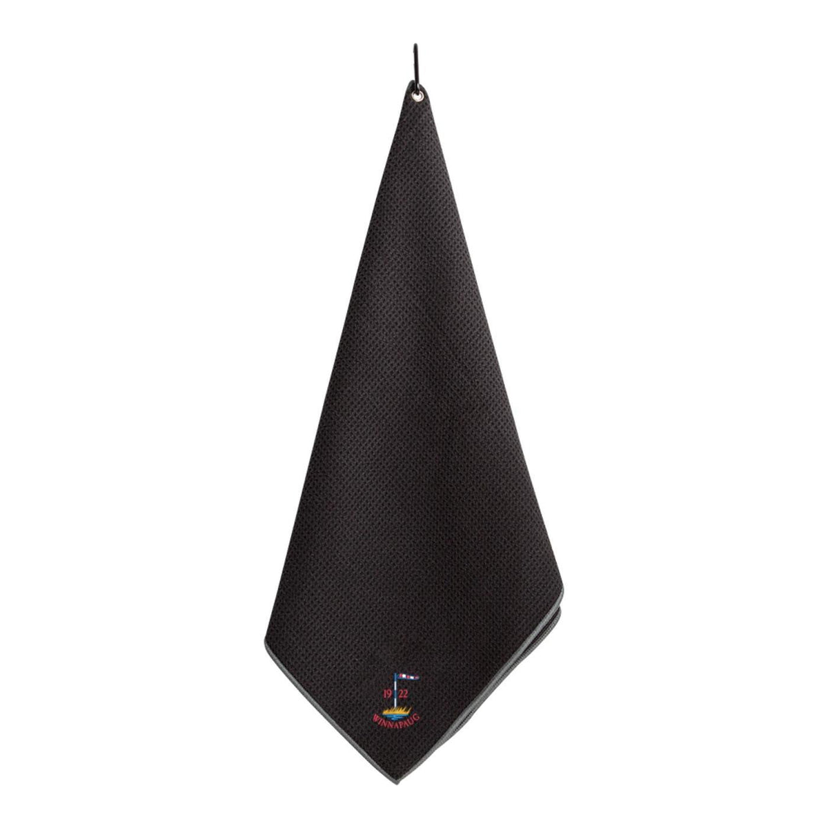Ahead Microfiber Waffle Golf Towel with Carabiner, 17 x 38 Inches Embroidery - Black/Grey - View 1