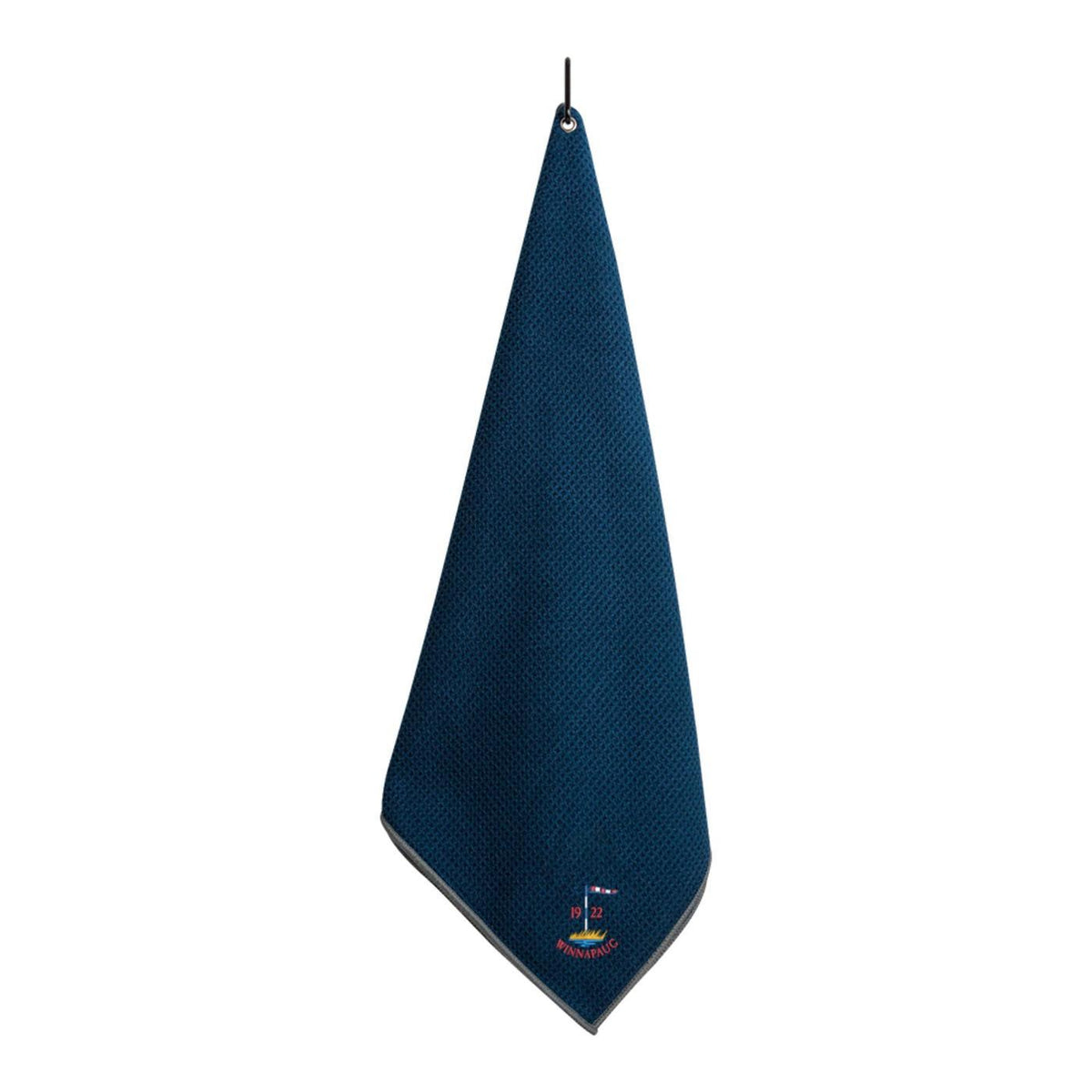 Ahead Microfiber Waffle Golf Towel with Carabiner, 17 x 38 Inches Embroidery - Navy/Grey - View 1