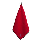 Ahead Microfiber Waffle Golf Towel with Carabiner, 17 x 38 Inches Embroidery - Red/Black - View 1