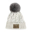 Ahead Speckle Pom Beanie with Cuff Embroidery - Oatmeal - View 1