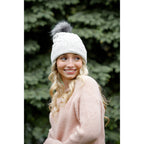 Ahead Speckle Pom Beanie with Cuff Embroidery - Oatmeal - View 2