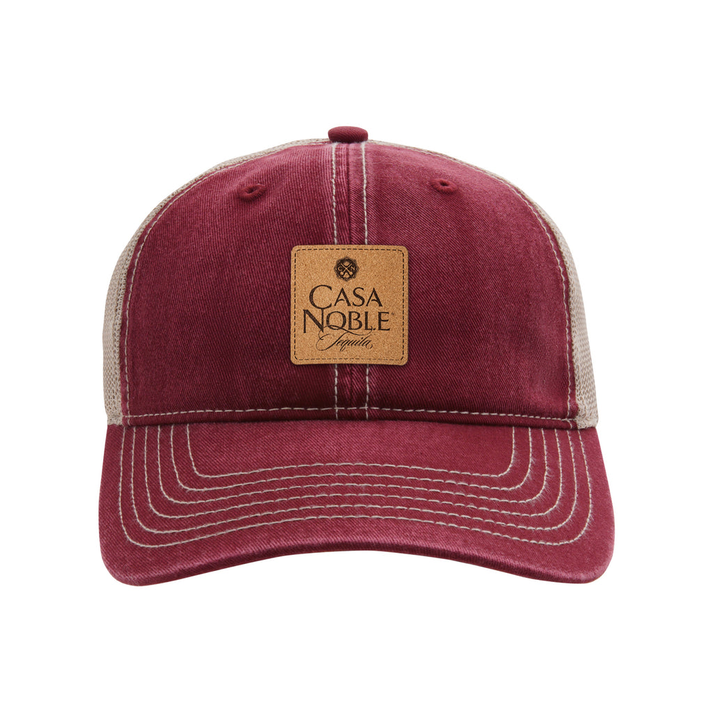Ahead Wharf Tea Stained Mesh Back Cap Embroidery - Maroon - View 3
