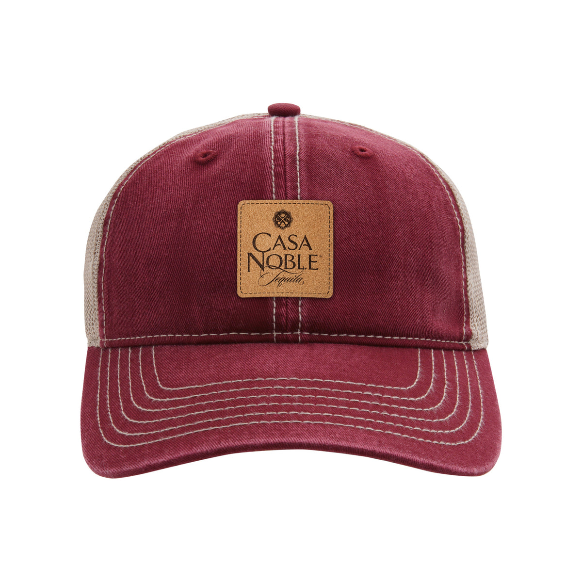 Ahead Wharf Tea Stained Mesh Back Cap Embroidery - Maroon - View 3
