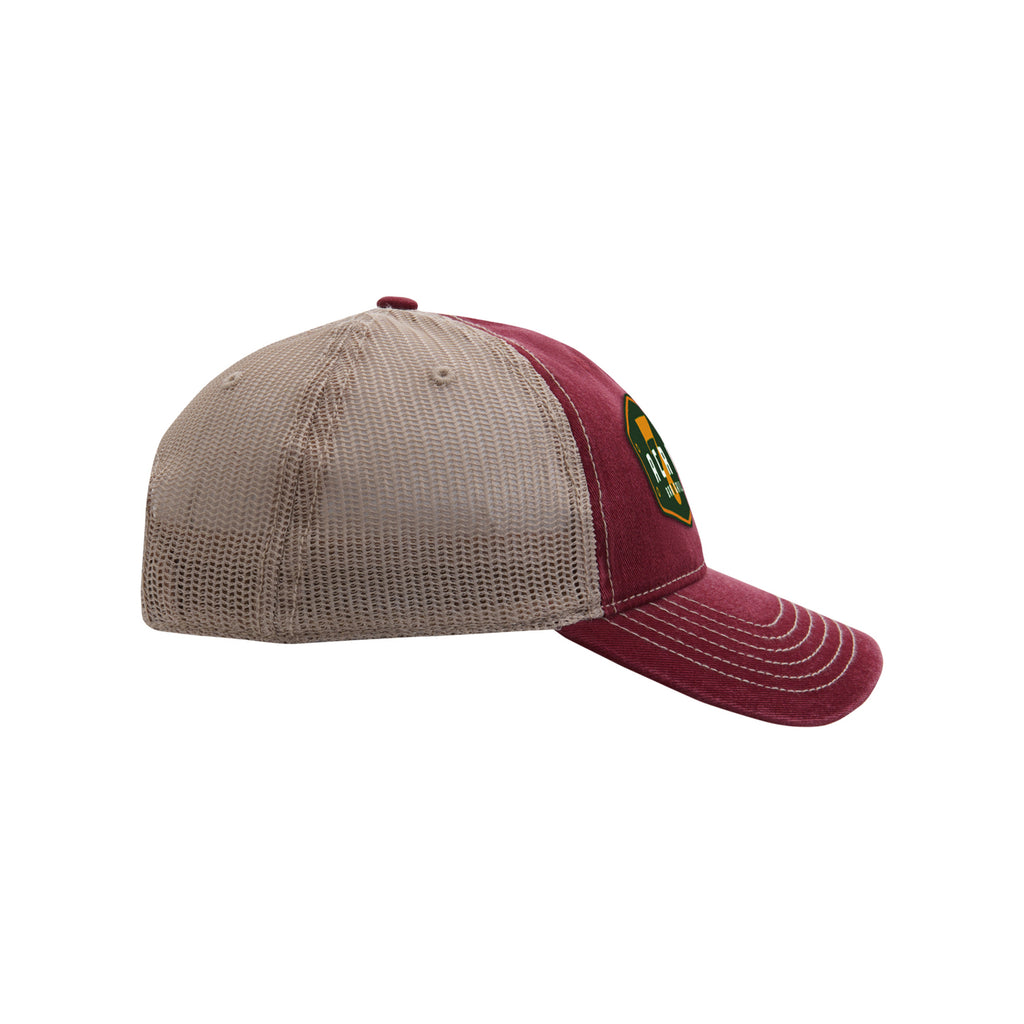 Ahead Wharf Tea Stained Mesh Back Cap Embroidery - Maroon - View 4