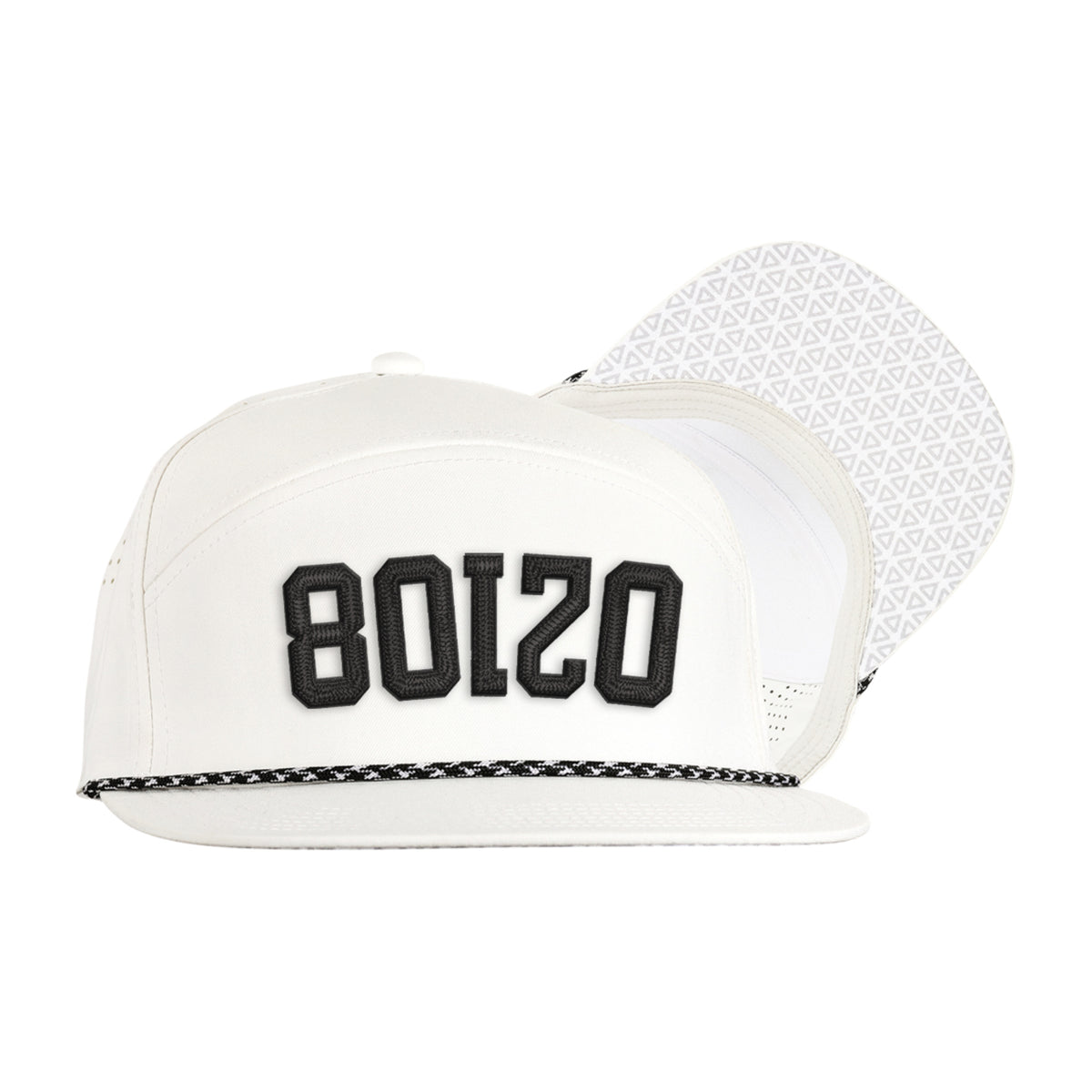 Ahead Zurich Flat Bill Cap with Rope Detail Transfer - White - View 1