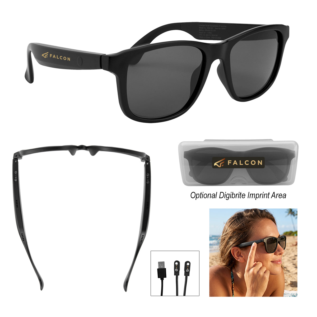 AI Translator Sunglasses with Built-In Speaker, Branded - AI Translator Sunglasses With Speaker