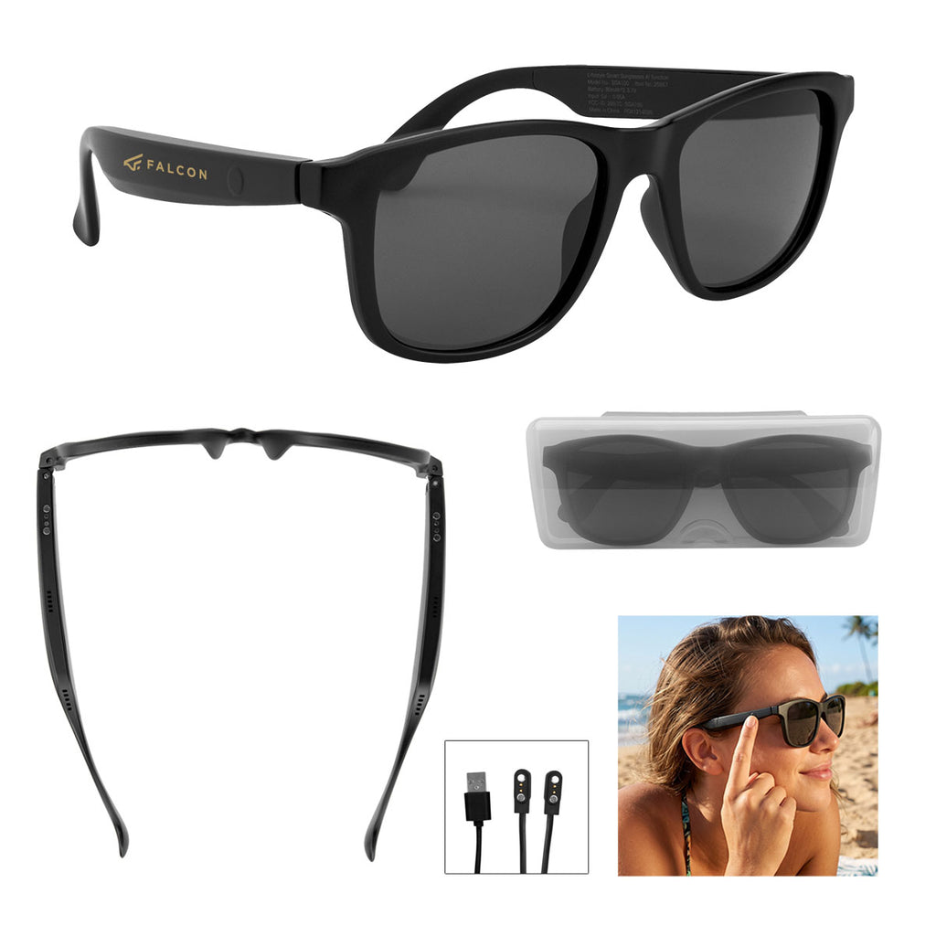 AI Translator Sunglasses with Built-In Speaker, Branded - Pad Print