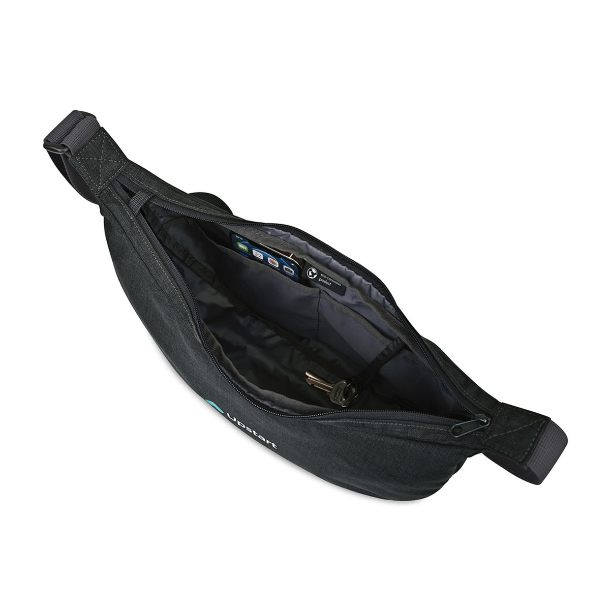 Alba Expandable Sling Bag in Recycled PET Embroidery - Black Sand - View 3