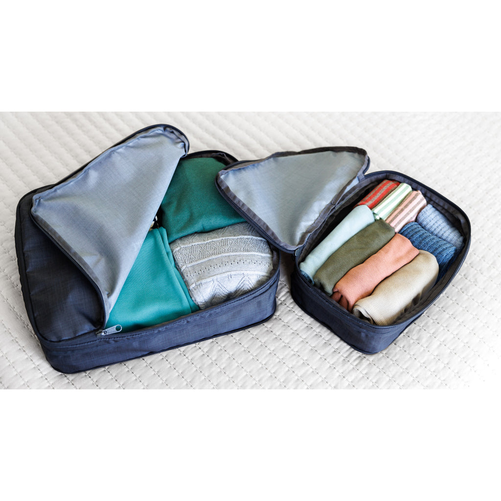 Alba Recycled Compression Packing Cube Set, Medium and Large Embroidery - Black Sand - View 6