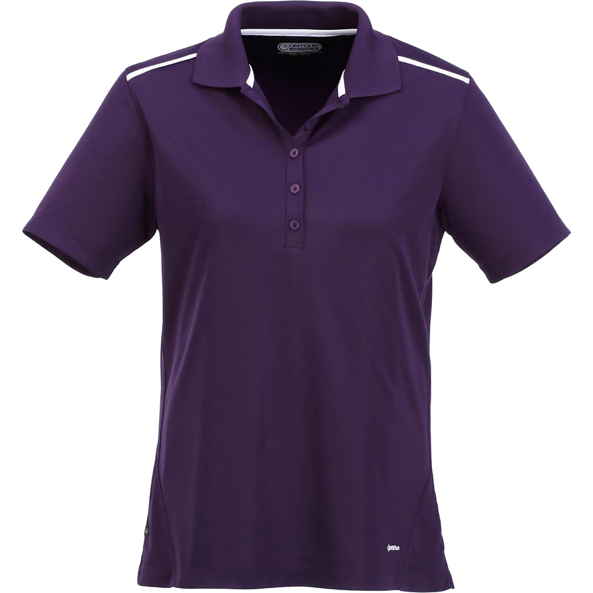 Albula Polo with Contrast Collar for Women Embroidery - Dark Plum/White - Front