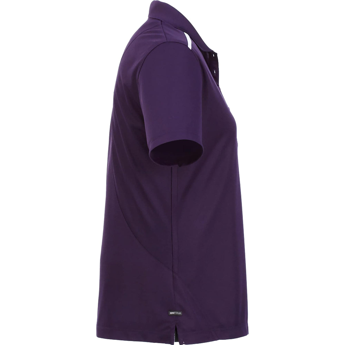 Albula Polo with Contrast Collar for Women Embroidery - Dark Plum/White - Right Side
