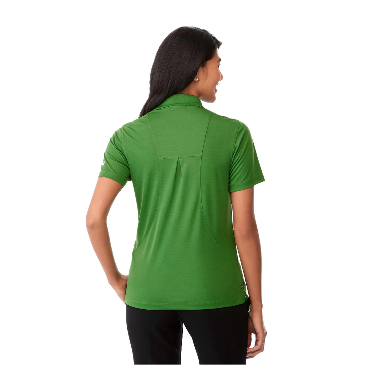 Albula Polo with Contrast Collar for Women Embroidery - Juniper/White - Back On Model