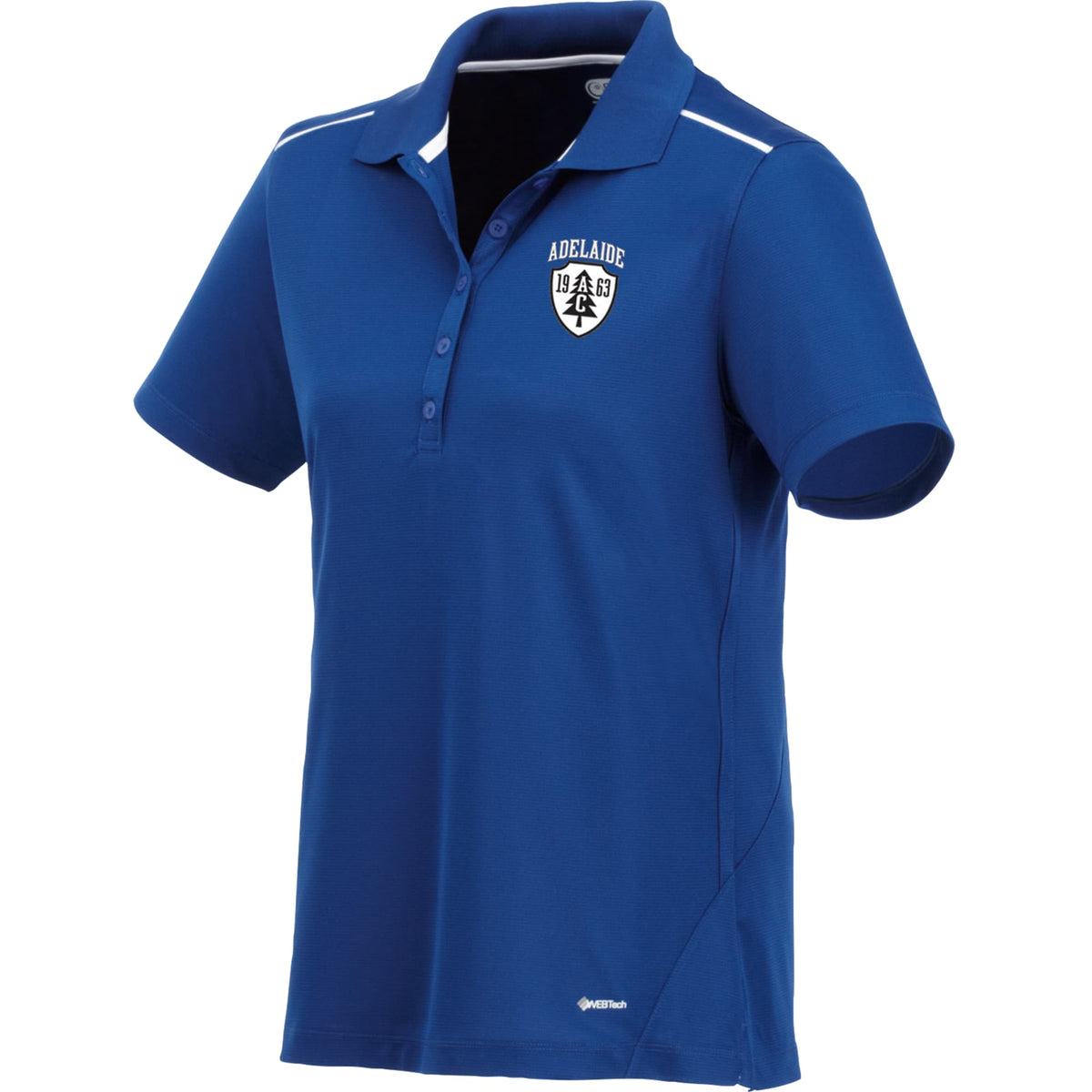 Albula Polo with Contrast Collar for Women Embroidery - Metro Blue/White - Flat