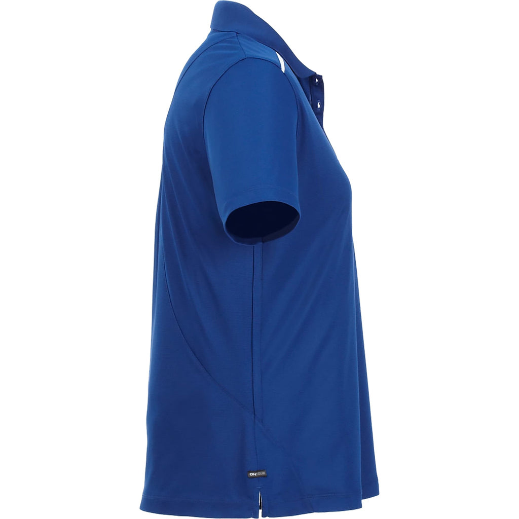 Albula Polo with Contrast Collar for Women Embroidery - Metro Blue/White - Right Side