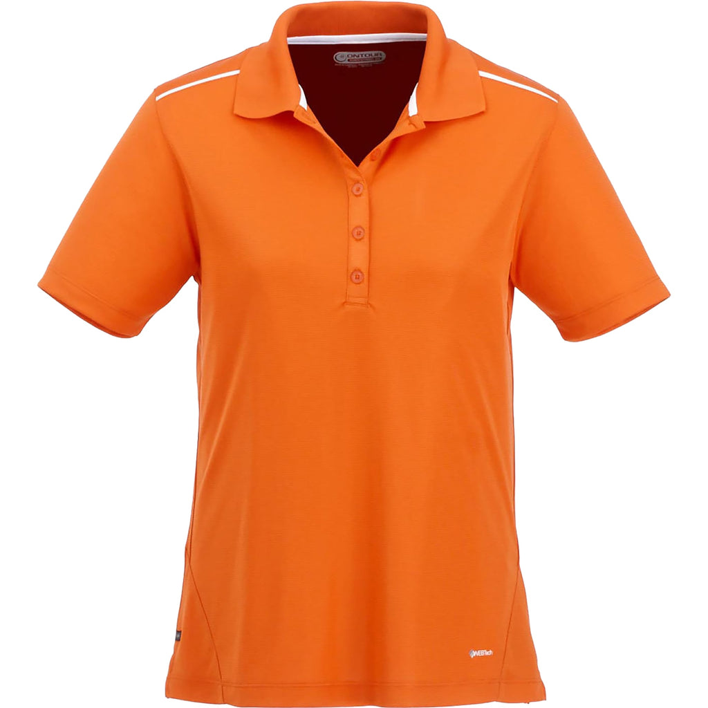 Albula Polo with Contrast Collar for Women Embroidery - Saffron/White - Front