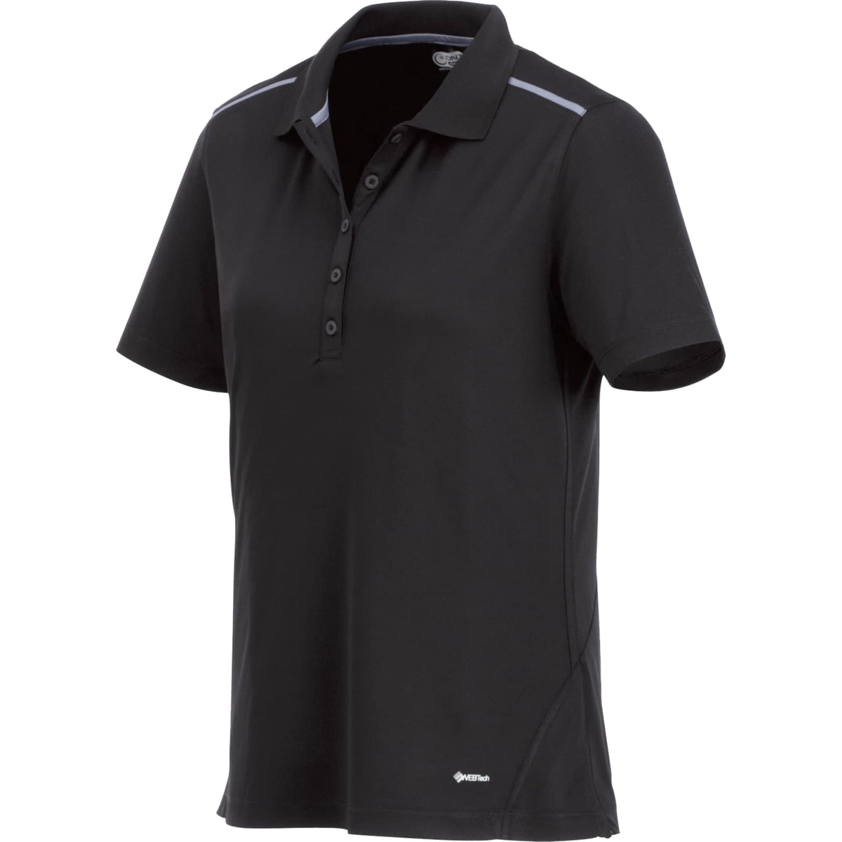 Albula Polo with Contrast Collar for Women Transfer - Black/Steel Grey - Front Flat