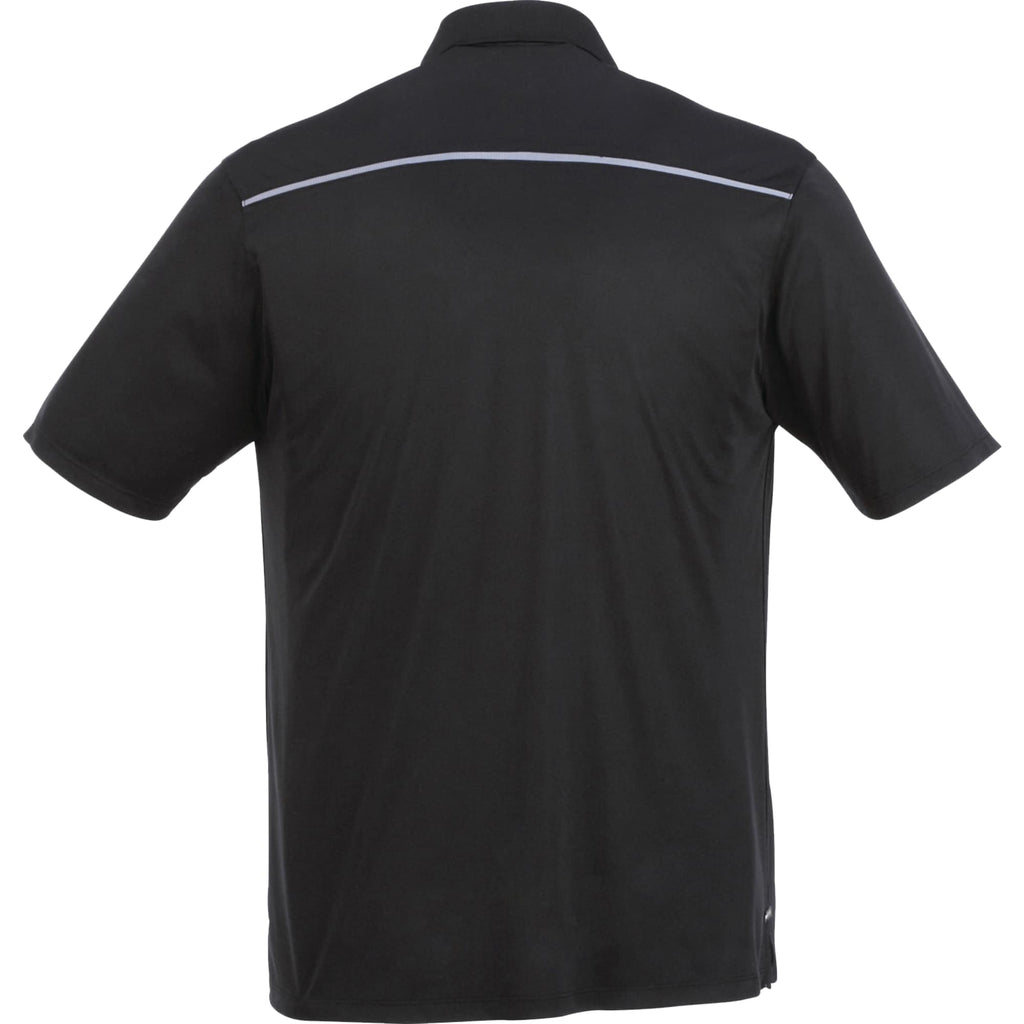 Albula Short Sleeve Polo with Contrast Collar for Men Debossing - Black/Steel Grey - Back Flat