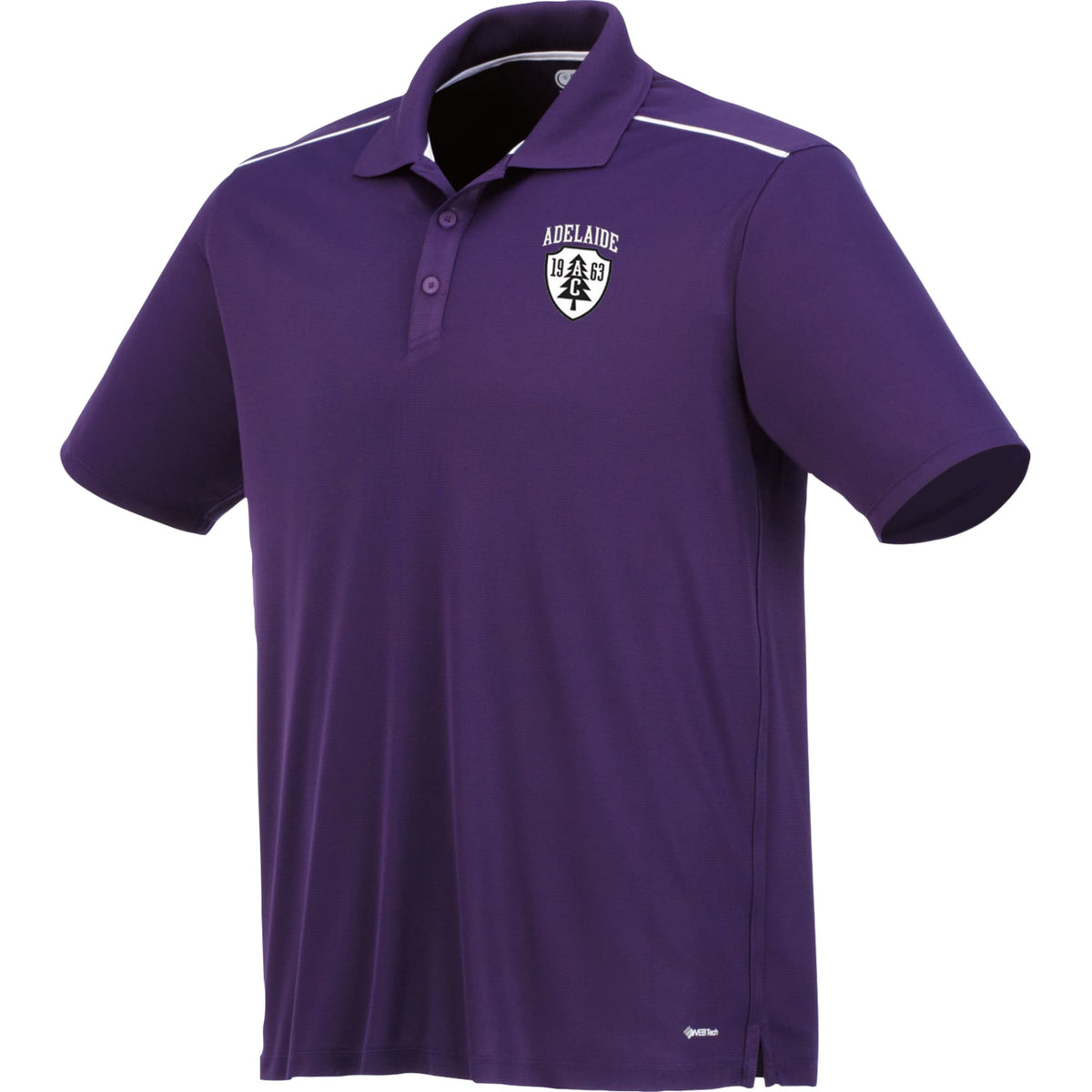Albula Short Sleeve Polo with Contrast Collar for Men Debossing - Dark Plum/White - Photo