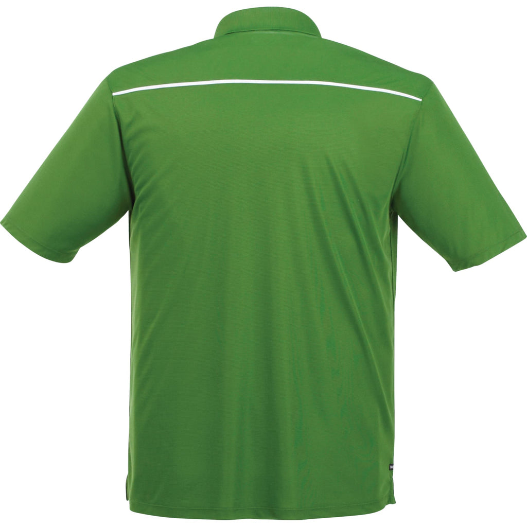 Albula Short Sleeve Polo with Contrast Collar for Men Debossing - Juniper/White - Back Flat