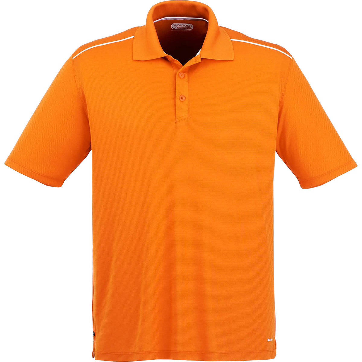 Albula Short Sleeve Polo with Contrast Collar for Men Debossing - Saffron/White - Front