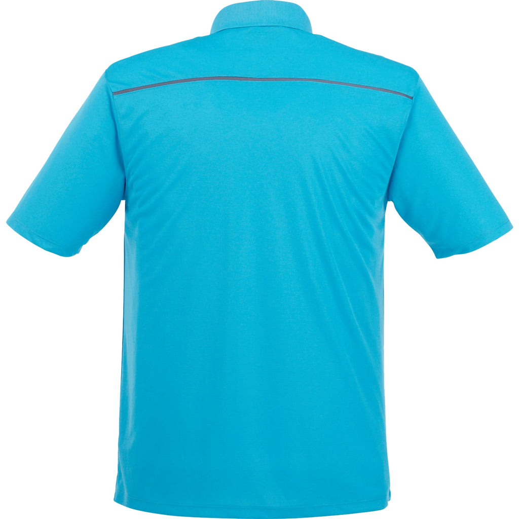 Albula Short Sleeve Polo with Contrast Collar for Men Embroidery - Chill/Steel Grey - Back Flat