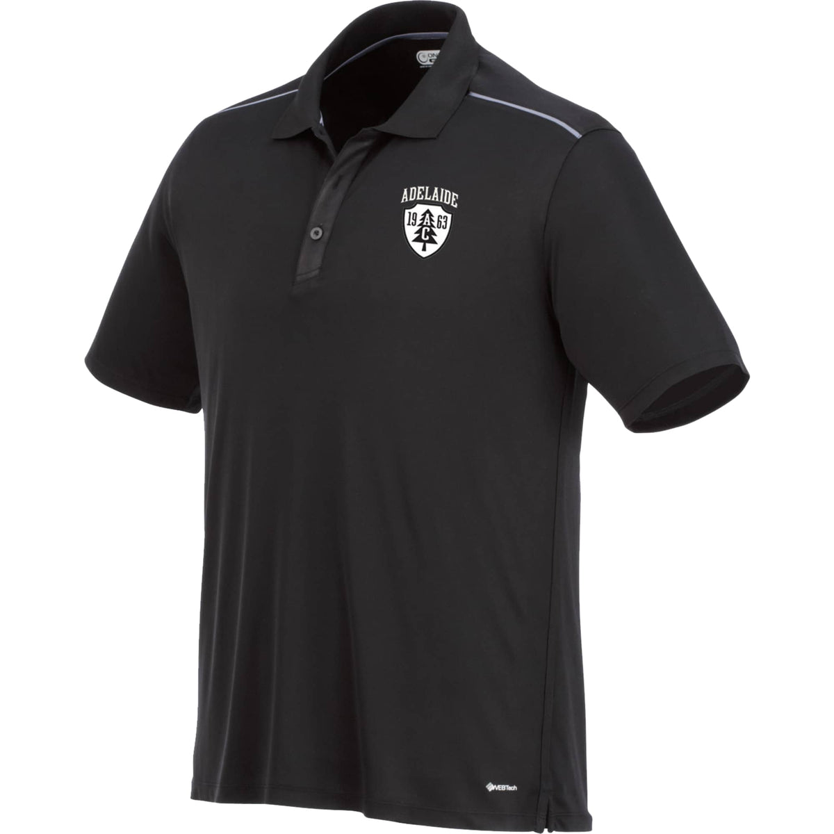 Albula Short Sleeve Polo with Contrast Collar for Men Laser Engraving - Black/Steel Grey - Photo