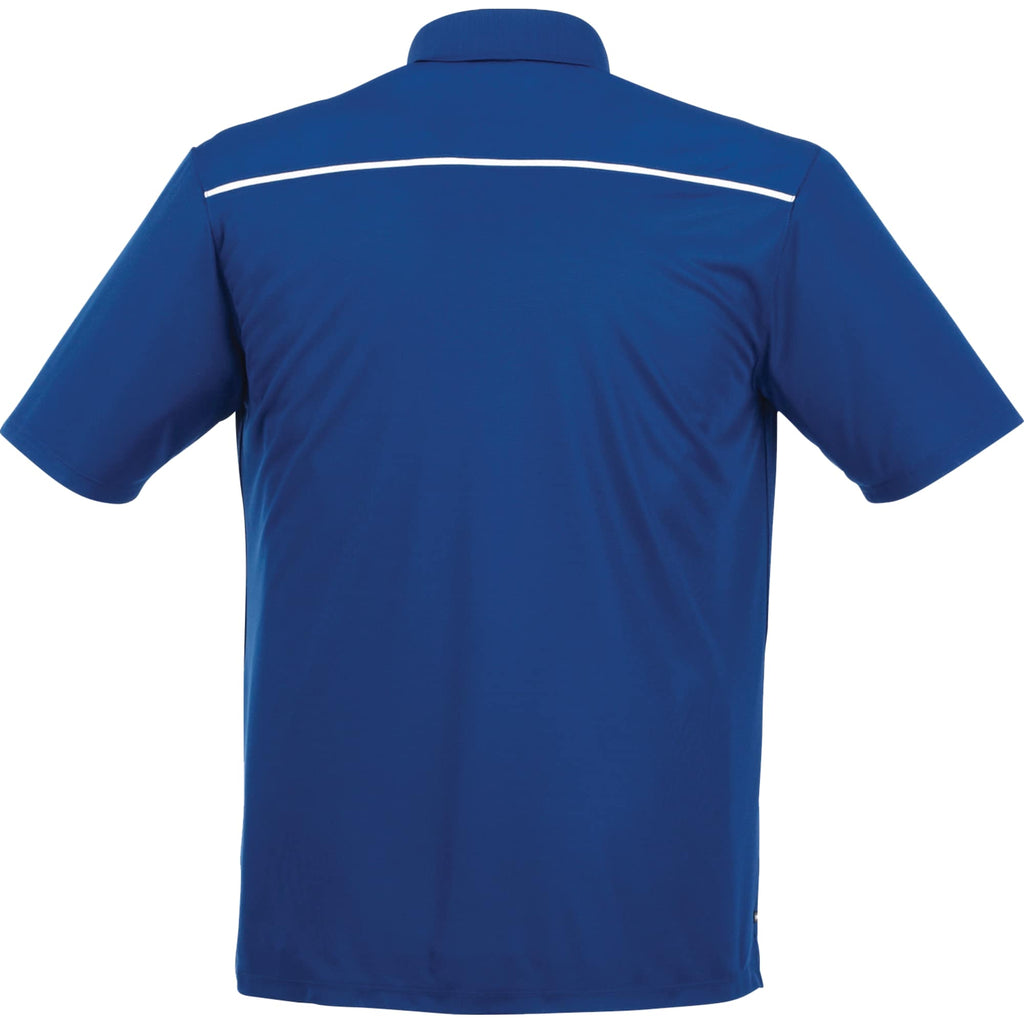 Albula Short Sleeve Polo with Contrast Collar for Men Laser Engraving - Metro Blue/White - Back Flat